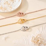 Personalized Double Heart Pendant Necklace with Name Birthday Anniversary Mother's Day Gift for Mom Grandma Woman