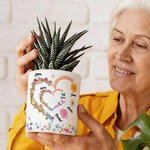 Personalisierter Keramik-Blumentopf mit Aquarell-Geburtsblumen | mit Namen | Muttertag Geburtstag Geschenk für Mama Oma