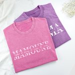 Personalized Mom Text Design Soft Distressed 100% Cotton T-shirt  with 1-4 Names Daily Wear Mother's Day Birthday Gift for Woman Mom