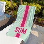 Personlig Quick Dry Sand Free Shadow Monogram Stripe Strandhåndkle og veske Sommerferie Reise Essentials Bursdagsgave til henne