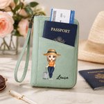 Personalized Cartoon Character PU Leather Passport Holder Wallet with Name Travel Essential Birthday Gift for Family Friends