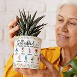 Personalized Crystal-Style Birth Flower Ceramic Planter Pot with Name and Bamboo Tray Home Decor Mother's Day Gift for Mom Grandma