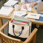 Personalized Muticolor Embroidered Teacher Large Tote Bag Portable Makeup Bag with Name Teacher's Day Birthday Gift for Teachers