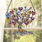 Personalisierter Herz-Familienbaum-Anhänger | mit 2–20 Namen und Text | Sonnenfänger aus Acryl | Hausdeko | Muttertag Geburtstag Geschenk für Mama Oma