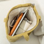 Personalized Birth Flower Large Capacity Corduroy Tote Bag with Name Daily Use Commuting Travel Birthday Gift for Women Office Workers