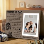Personalised Stepped Up Dad Photo Frame Ornament with Name and Text Home Decor Father's Day Birthday Gift for Stepdad Family