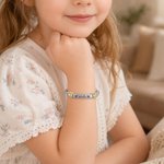 Personalised Delicate Heart Wings Bracelet with Engraved Name Meaningful Birthday Mother's Day Gift for Kids Mom Grandma