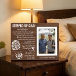Personalised Stepped Up Dad Photo Frame Ornament with Name and Text Home Decor Father's Day Birthday Gift for Stepdad Family