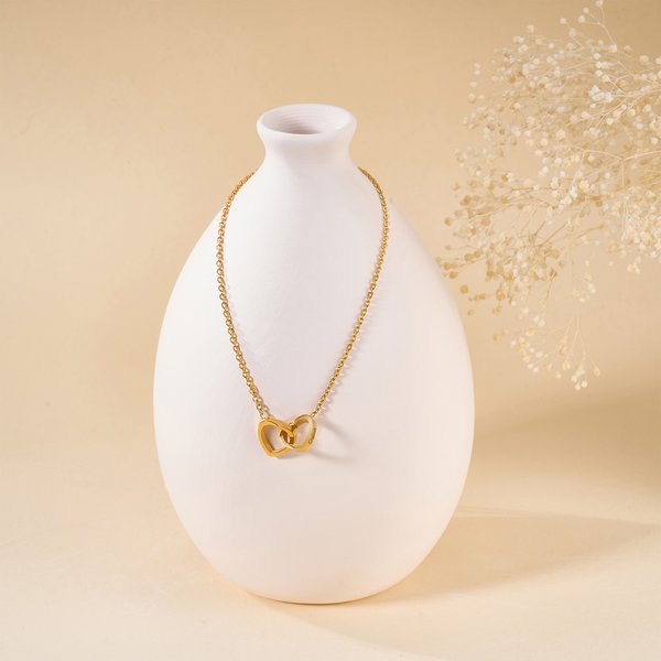 Personalized Double Heart Pendant Necklace with Name Birthday Anniversary Mother's Day Gift for Mom Grandma Woman