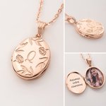 Collier médaillon personnalisé avec initiale texte photo et fleur de naissance - Cadeau d'anniversaire fête des Mères pour les femmes
