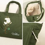 Personalized Birth Flower Large Capacity Corduroy Tote Bag with Name Daily Use Commuting Travel Birthday Gift for Women Office Workers