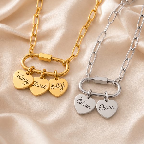 Collier trombone personnalisé à cœur multiple Bijoux exquis Cadeau d'anniversaire de fête des mères pour femme maman