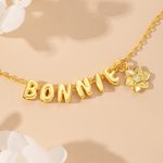Personalised Birth Flower Colourful 3D Enamel Bubble Letter Name Necklace Birthday Anniversary Gift for Women Girls