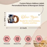 Personalized Grad Cap Bear Initial Waterproof Return Address Labels Stickers with Name and Text DIY Decor Graduation Party Favor for Graduates