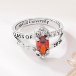 Anillo Personalizado de Plata de Ley con Piedra de Nacimiento y Texto Dainty Jewelry Anniversary Senior Night Graduation Party Gift for Graduates