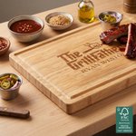 Personalized BBQ Grill Master FSC Charcuterie Bamboo Cutting Board with Name and Date Housewarming Wedding Birthday Gift for Family Friends