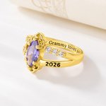 Anillo Personalizado de Plata de Ley con Piedra de Nacimiento y Texto Dainty Jewelry Anniversary Senior Night Graduation Party Gift for Graduates