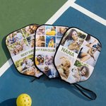Gepersonaliseerde 1-12 foto's Collage Pickleball Paddle Cover met tekst Verjaardag Game Day Gift voor familie vriend Pickleball-speler