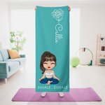 Personalisierte Geburt Blume Cartoon Charakter Super saugfähige Yoga-Matte Handtuch mit Namen Gym Zubehör Geburtstag Geschenk für Frauen Yoga-Liebhaber