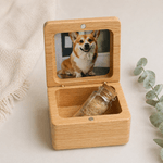 Scatola di legno personalizzata con nome inciso e bottiglia di vetro Avatar di cane e gatto in 3D Regalo commemorativo di compleanno per la perdita di animali domestici