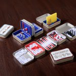 Personalized 3d Printing Vintage Tinplate Box Pocket Board Game Set with Text Travel Birthday Gift for Friends Game Lovers
