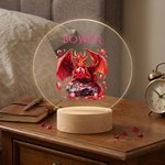 Personalisierte Dragon Birthstone Acryl LED-Nachtlicht mit hölzernen Basis und Name Kinderzimmer Dekoration Baby Dusche Geburtstag Geschenk für Kinder