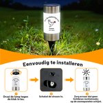 Gepersonaliseerde Duif- Vlinder- en Bloemenmotief Verfijnde Zonne-tuinlamp met Naam en Tekst Herdenkingsgeschenk voor Begraafplaats of Tuin