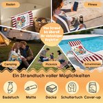 Personalisiertes gestreiftes Strandtuch mit Geburtsblume | mit Namen | schnelltrocknend | Turnbeutel optional | Geburtstag Geschenk für Mama Freundin