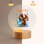 Personalisierte Dragon Birthstone Acryl LED-Nachtlicht mit hölzernen Basis und Name Kinderzimmer Dekoration Baby Dusche Geburtstag Geschenk für Kinder