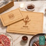 Personalized BBQ Grill Master FSC Charcuterie Bamboo Cutting Board with Name and Date Housewarming Wedding Birthday Gift for Family Friends