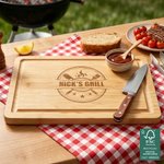 Personalized BBQ Grill Master FSC Charcuterie Bamboo Cutting Board with Name and Date Housewarming Wedding Birthday Gift for Family Friends