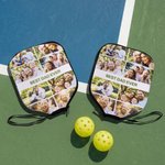 Gepersonaliseerde 1-12 foto's Collage Pickleball Paddle Cover met tekst Verjaardag Game Day Gift voor familie vriend Pickleball-speler