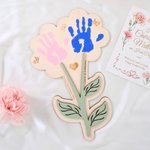 Gepersonaliseerd 1-2 Bloemen Handafdrukken Houten Bord met Naam en Tekst Verjaardag Moederdag Cadeau voor Mama Vrouwen