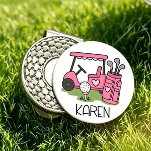 Personalised Golf Cart Golf Ball Marker Magnetic Hat Clip with Name Birthday Game Day Gift for Golf Player