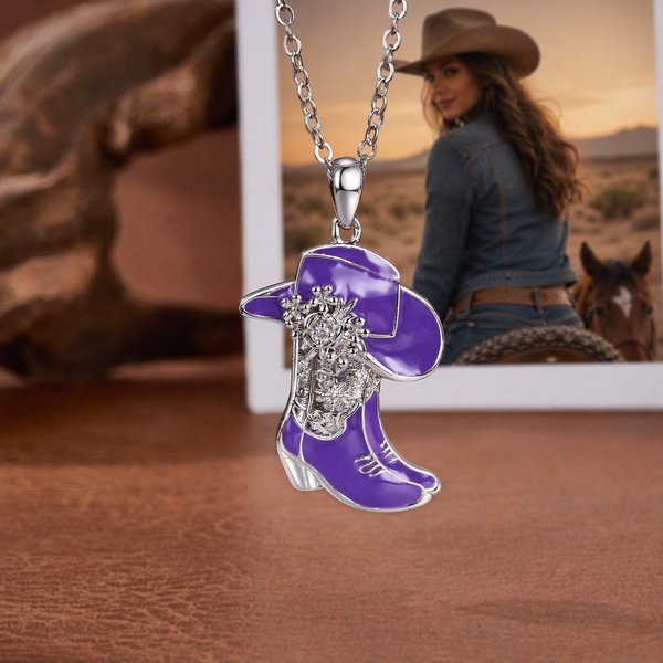 Personalizada Cowgirl Hat Boot Birthstone Collar Dainty Jewelry Birthday Anniversary Gift for Woman Family Friend