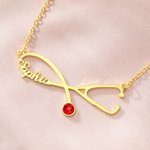 Personalized Exquisite Stethoscope Birthstone Necklace with Name Dainty Jewelry Graduation Birthday Gift for Medical Staff Graduate