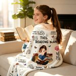 Personalised Birth Flower Cartoon Reading Girl Soft Throw Arctic Velvet Hooded Blanket with Name Birthday Gift for Librarians Book Lovers