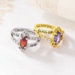 Anillo Personalizado de Plata de Ley con Piedra de Nacimiento y Texto Dainty Jewelry Anniversary Senior Night Graduation Party Gift for Graduates