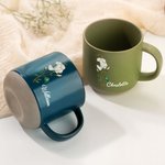 Personalised Pearl Effect Birth Flower 12 oz Ceramic Coffee Mug with Handle and Name Daily Use Birthday Mother's Day Gift for Women