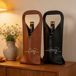 Borsa per il vino in pelle PU con manico, personalizzata con nome in finto metallo, accessori protettivi per il vino, regalo per gli amanti del vino.