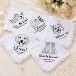 Personalisierte Linie Kunst Stil Haustier Foto 100% Baumwolle Hochzeit Taschentuch mit Namen und Datum Hochzeit Party Geschenk für Braut Brautjungfer