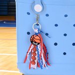 Personalized Ball Sports Charm Tassel Keychain with Name Backpack Tag Daily Use Birthday Team Gift for Athletes Teens Kids Students