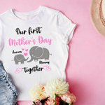 Notre première fête des mères ensemble - T-shirt personnalisé 100% coton avec les prénoms Cadeau de fête des mères pour la nouvelle maman