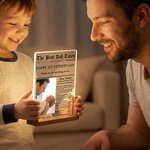 Personalised The New York Times Style Photo LED Night Light with Wooden Base Name Text Home Bedroom Decor Father's Day Gift for Dad