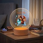 Personalisierte Dragon Birthstone Acryl LED-Nachtlicht mit hölzernen Basis und Name Kinderzimmer Dekoration Baby Dusche Geburtstag Geschenk für Kinder