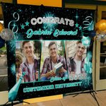 Personalized Congrats 3 Graduation Photos Multicolour Banner with Name Year and School Name Party Backdrop Decor Graduation Gift for Graduates