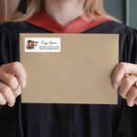 Personalized Grad Cap Bear Initial Waterproof Return Address Labels Stickers with Name and Text DIY Decor Graduation Party Favor for Graduates