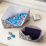 Personalised Chinoiserie Mahjong Tiles Pouch Makeup Bag with Text Travel Accessory Birthday Gift for Mahjong Lovers