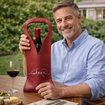 Borsa per il vino in pelle PU con manico, personalizzata con nome in finto metallo, accessori protettivi per il vino, regalo per gli amanti del vino.