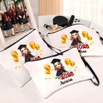 Sac de maquillage en lin avec nom de l'année et bracelet Accessoires de voyage pour les femmes et les filles